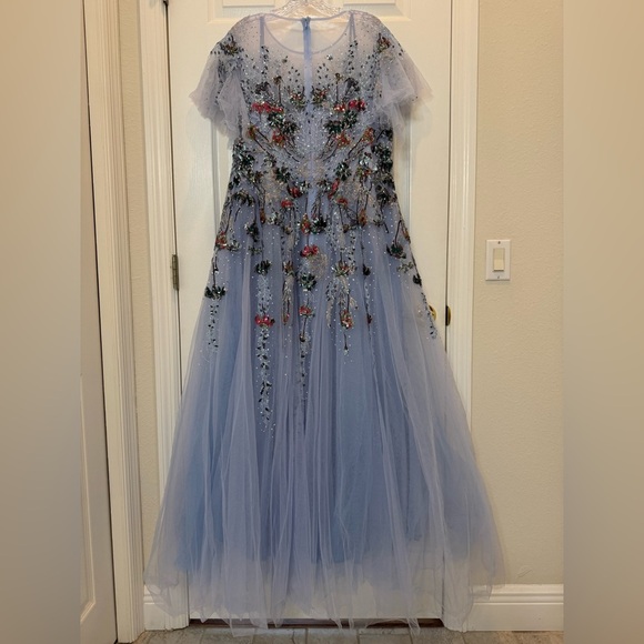 NWT Mac Duggal 20436 Embellished Multi Color Flutter Sleeve A-Line Dress Size 16 - Picture 7 of 11